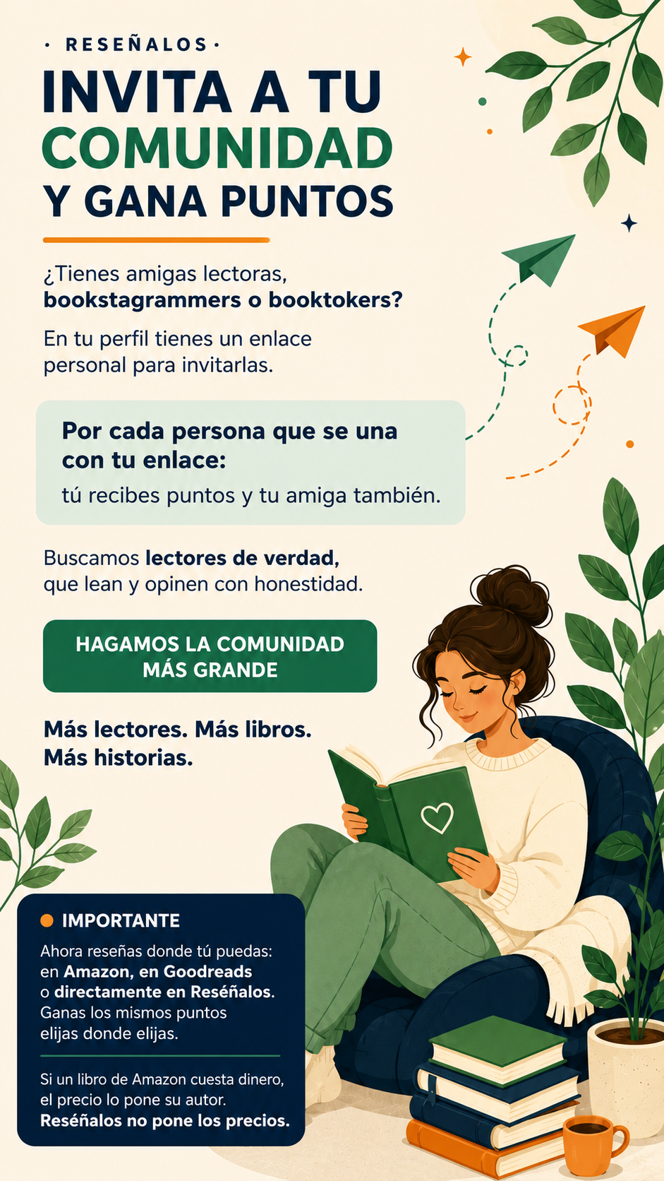 Invítalas a unirse a Reséñalos con tu enlace personal